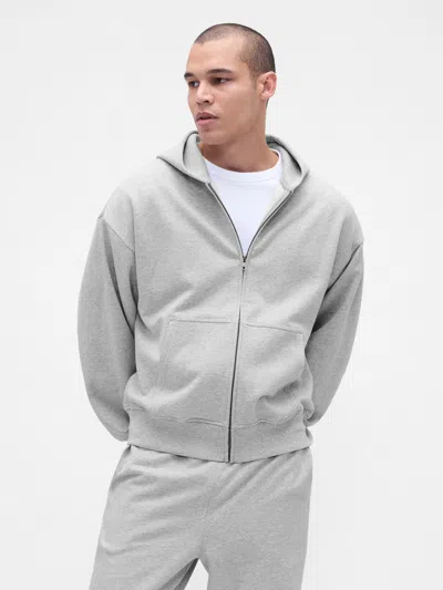 Gap Heavyweight Zip Hoodie In Gray