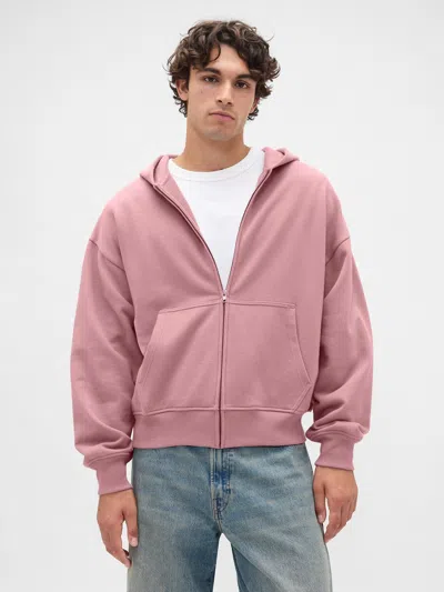Gap Heavyweight Zip Hoodie In Purple