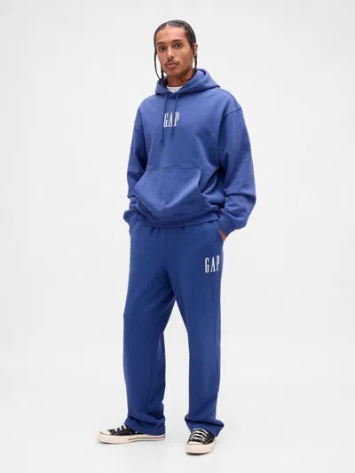 Gap Heavyweigtht Relaxed Logo Sweatpants In Blue