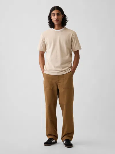 Gap Herringbone '90s Loose Pants In Cream Caramel