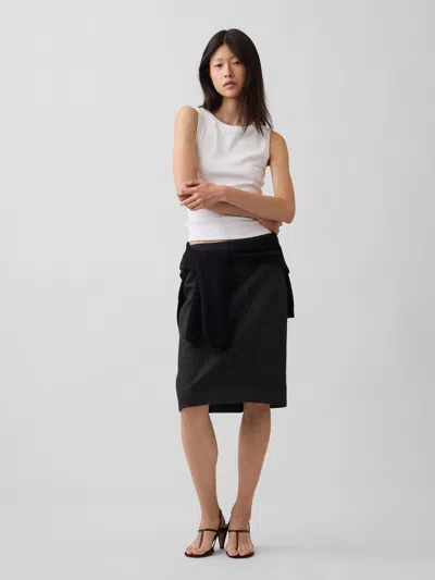 Gap Herringbone Knee-length Skirt In Black Herringbone