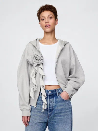 Gap × Hfr Floral Zip Hoodie By Kaphill In Grey