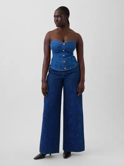 Gap × Hfr Low Slung Floral Extra Baggy Jeans By Atelier Ndigo In Blue