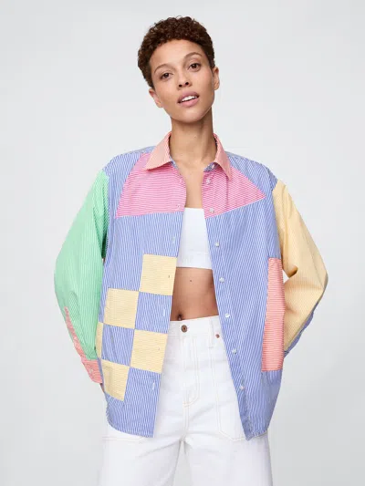 Gap × Hfr Patchwork Shirt By Bruceglen In Multi Color Stripe