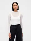 Gap High-neck Sheer Sweater In Gray