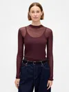 Gap High-neck Sheer Sweater In Purple