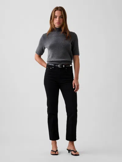 Gap High Rise '90s Slim Straight Crop Jeans In Black Wash