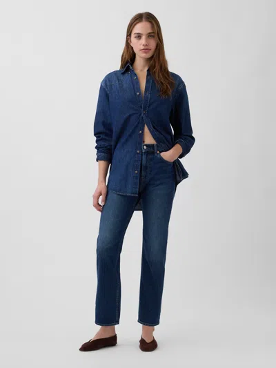 Gap High Rise '90s Slim Straight Crop Jeans In Blue