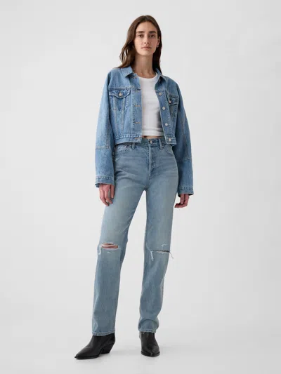 Gap High Rise Rigid '90s Straight Jeans In Light Indigo