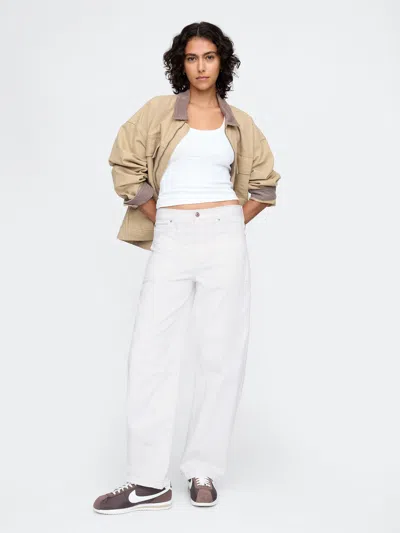 Gap High Rise Barrel Carpenter Jeans In Off White
