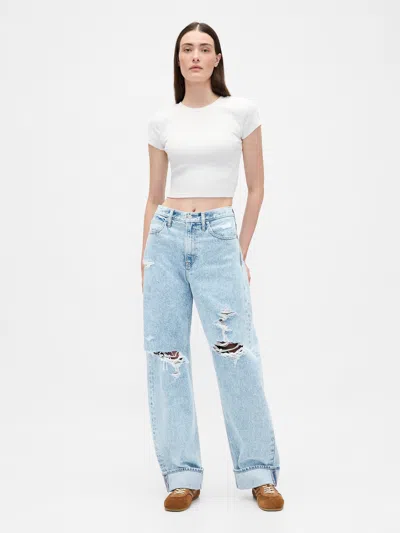 Gap High Rise Barrel Jeans In Purple