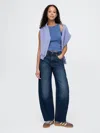 Gap High Rise Barrel Jeans In Dark Indigo