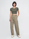 Gap High Rise Barrel Jeans In Flannel Taupe Beige