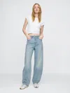 Gap High Rise Barrel Jeans In Light Indigo