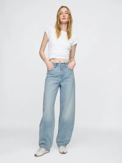 Gap High Rise Barrel Jeans In Light Indigo