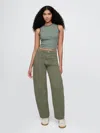 Gap High Rise Barrel Jeans In Mesculen Green