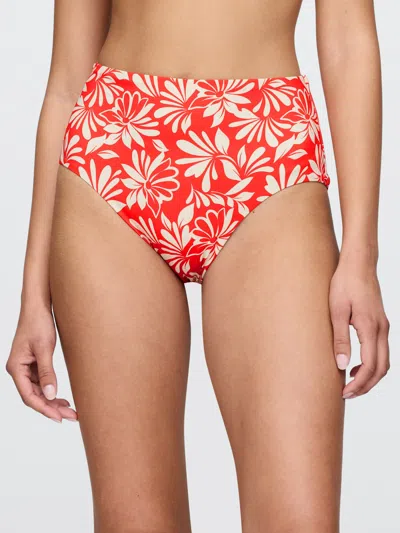 Gap High Rise Bikini Bottom In Red Print