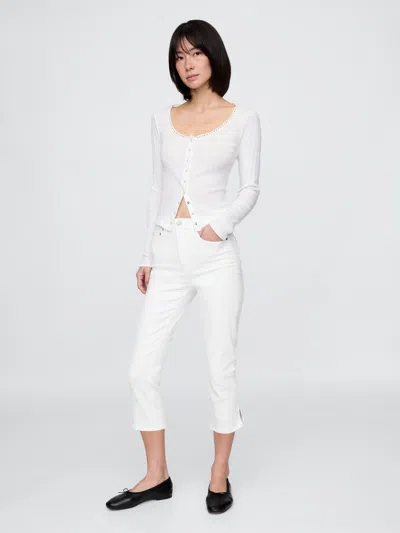 Gap High Rise Capri Jeans In Optic White