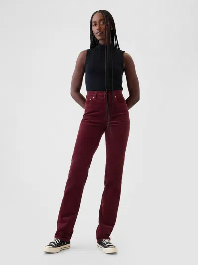 Gap High Rise Corduroy '90s Straight Pants In Noir Red