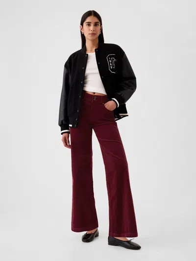 Gap High Rise Corduroy Stride Wide-leg Pants In Noir Red