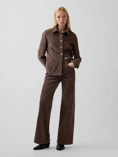Gap High Rise Corduroy Stride Wide-leg Pants In Plymouth Rock Brown