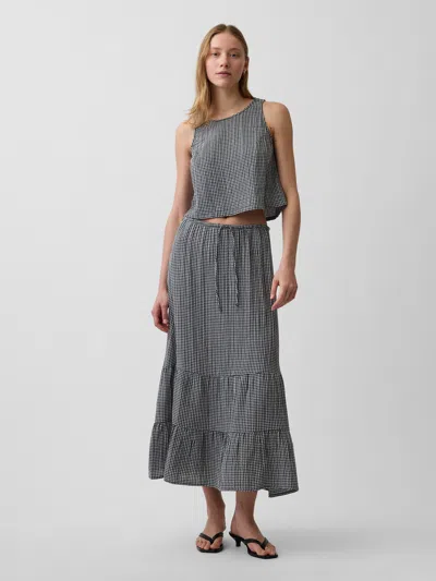 Gap High Rise Cotton Gauze Easy Tiered Maxi Skirt In Black