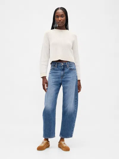 Gap High Rise Crop Barrel Jeans In Purple