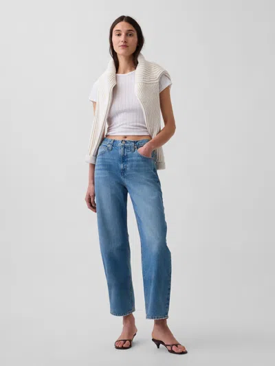 Gap High Rise Crop Barrel Jeans In Blue