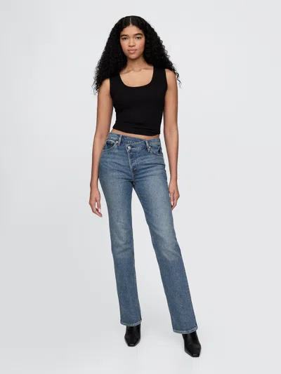 Gap High Rise Crossover '90s Straight Jeans In Blue Vintage Tint