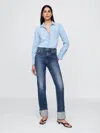 Gap High Rise Cuffed '90s Straight Jeans In Dark Indigo