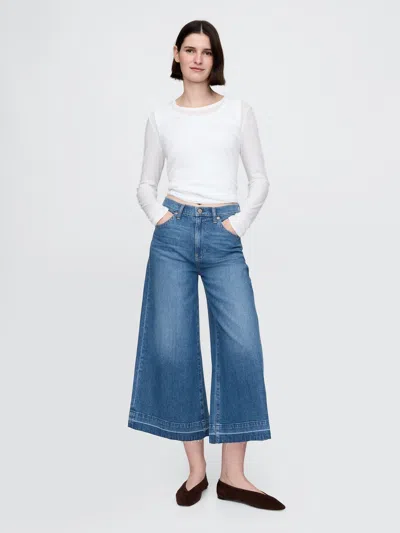 Gap High Rise Denim Culotte Jeans In Medium Indigo