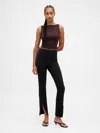 Gap High Rise Double Knit Split-hem Flare Pants In Black