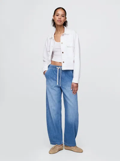 Gap High Rise Easy Barrel Jeans In Medium Indigo