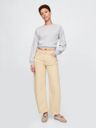 Gap High Rise Khaki Stripe Barrel Jeans