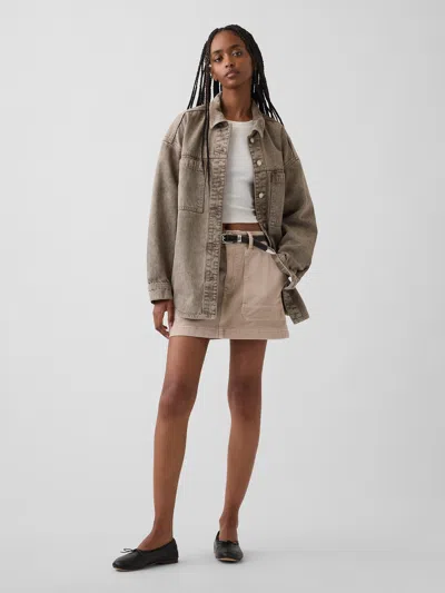 Gap High Rise Mini Utility Skort In Wicker Tan