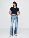 Gap High Rise Patchwork '70s Flare Jeans In Medium Indigo