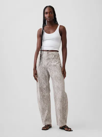 Gap High Rise Snake Print Barrel Jeans In Animal Print