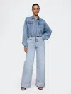 Gap High Rise Stride Cuffed Wide-leg Jeans In Light Indigo