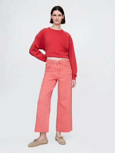 Gap High Rise Stride Wide-leg Ankle Jeans In Fresh Coral Pink