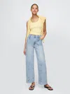 Gap High Stride Wide-leg Ankle Jeans In Light Indigo