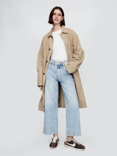 Gap High Rise Stride Wide-leg Ankle Jeans In Light Indigo