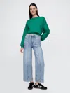 Gap High Rise Stride Wide-leg Ankle Jeans In Light Wash