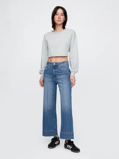 Gap High Rise Stride Wide-leg Ankle Jeans In Medium Wash