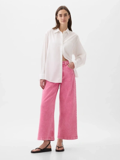 Gap High Rise Stride Wide-leg Ankle Jeans In Sugar Pink