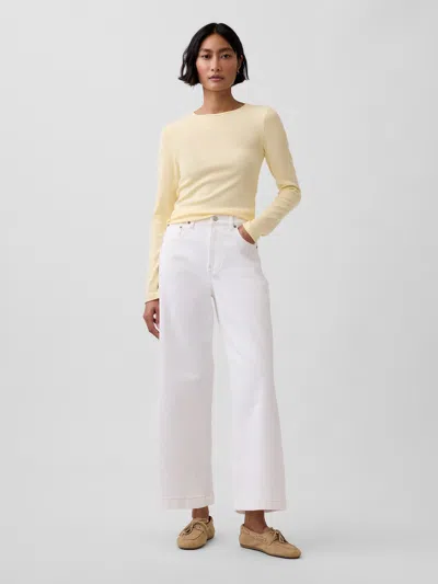 Gap High Rise Stride Wide-leg Ankle Jeans In White