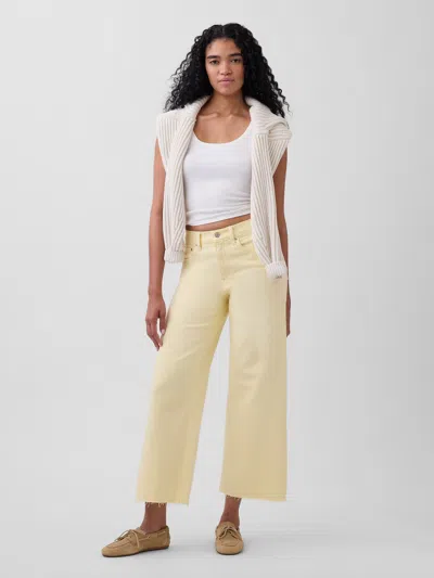 Gap High Rise Stride Wide-leg Ankle Jeans In Yellow