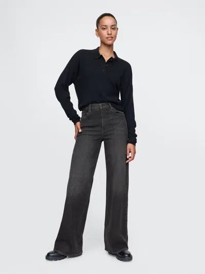Gap High Rise Stride Wide-leg Jeans In Black