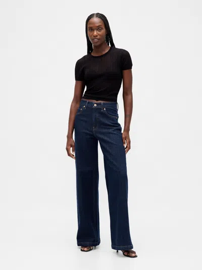 Gap High Rise Stride Wide-leg Jeans In Blue