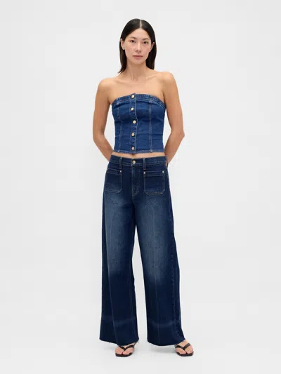 Gap High Rise Stride Wide-leg Jeans In Blue
