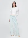 Gap High Rise Stride Wide-leg Jeans In Light Indigo